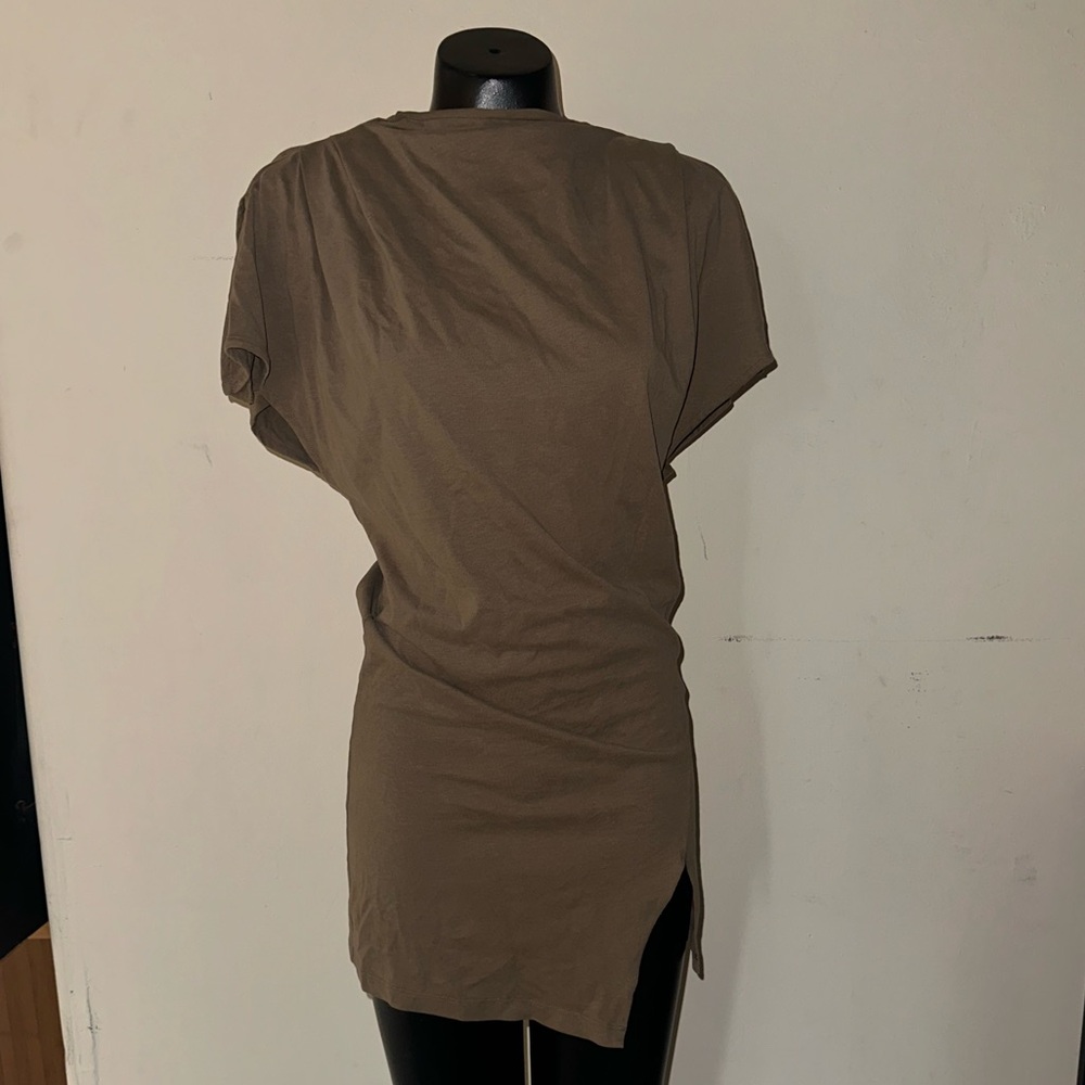 Isabel Marant -Etoile 
Short Asymmetrical Army Green Dress with slit on the side